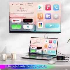 EverBox Y2 CarPlay & Android Auto Box 4GB+32GB Youtube Hareket Halinde Video, WiFi6, Dahili GPS, TV Bağlantı