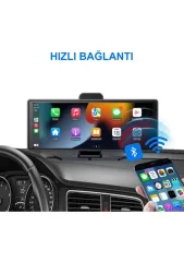 Imars 10.26 inç Araç Multimedya Oynatıcı 1600x600 Ekran Yansıtma Çift Kamera Android Auto & Apple Carplay 64GB Bluetooth