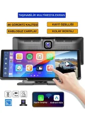 Imars 10.26 inç Araç Multimedya Oynatıcı 1600x600 Ekran Yansıtma Çift Kamera Android Auto & Apple Carplay 64GB Bluetooth