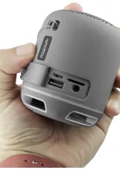 Powerway C4 Gümüş Taşınabilir Bluetooth Hoparlör Ses Bombası Yüksek Ses Gücü Sese Duyarlı LED Işık