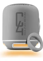 Powerway C4 Gümüş Taşınabilir Bluetooth Hoparlör Ses Bombası Yüksek Ses Gücü Sese Duyarlı LED Işık
