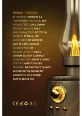 Powerway Radyolu USB Aux Micro Girişli Otantik Gece Lambası Taşınabilir Shine Bluetooth Hoparlör