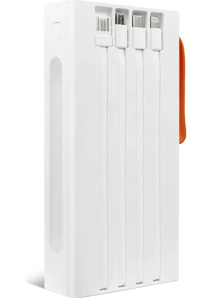 Powerway 30.000 Mah Pd 22.5W Dahili Kablolu Hızlı Şarj LED Fener Gerçek 30.000 Mah QC30S Powerbank