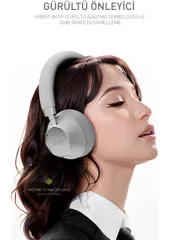 Powerway Aria Kulak Üstü Bluetooth Kulaklık Gümüş Kablosuz Ayarlanabilir Aktif Gürültü Önleyici