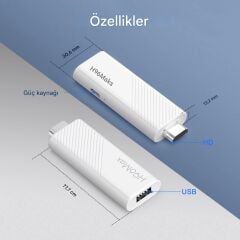 H96Max H313 Mini 4K Tv Stick Android 14 Akıllı Tv Kutusu 2GB+16GB Wifi 6 Google Sesli Komut Netflix Bluetooth Kumanda