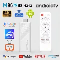 H96Max H313 Mini 4K Tv Stick Android 14 Akıllı Tv Kutusu 2GB+16GB Wifi 6 Google Sesli Komut Netflix Bluetooth Kumanda