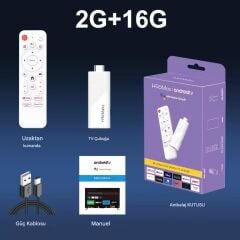 H96Max H313 Mini 4K Tv Stick Android 14 Akıllı Tv Kutusu 2GB+16GB Wifi 6 Google Sesli Komut Netflix Bluetooth Kumanda