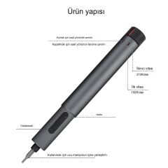 AtuMan Duka E2 Hassas Elektrikli Tornavida Seti 29 Parça Çift Seviyeli 210RPM Hızlı Şarjlı