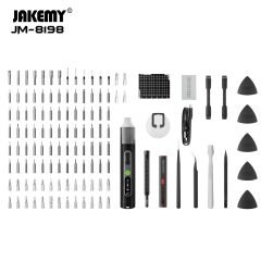 Jakemy JM-8198: 135 Parça Çok Amaçlı Şarjlı Tornavida Profesyonel Elektrikli Takım Kutusu 4 Kademeli Hassas Yüksek Tork 117 Uç