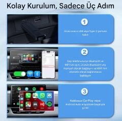Carlinkit Mini 5 Pro Kablosuz Araç Adaptörü 2in1 Carplay & Android Auto Desteği