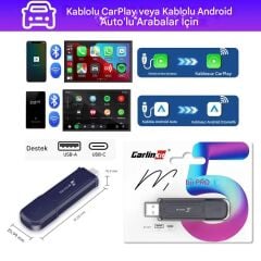 Carlinkit Mini 5 Pro Kablosuz Araç Adaptörü 2in1 Carplay & Android Auto Desteği
