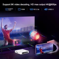 H96Max H618 Plus 8K Android 14.0 TV Box 4GB+32GB Medya Oynatıcı Air Mouse WiFi6 BT 5.4 Ethernet Sesli Komut