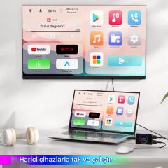 MAYPAL Y3 CarPlay & Android Auto Box 4GB+32GB Youtube Hareket Halinde Video, WiFi6, Dahili GPS, TV Bağlantı