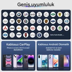 EverBox Y2 CarPlay & Android Auto Box 4GB+32GB Youtube Hareket Halinde Video, WiFi6, Dahili GPS, TV Bağlantı