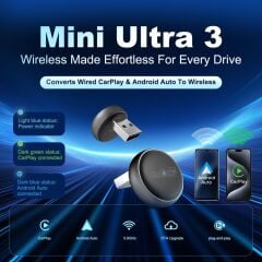 Carlinkit Mini Ultra 3 Kablosuz Carplay ve Android Auto Adaptörü – iPhone ve Android 11+ Destekli, Usb-A / Type-C Tak Çalıştır