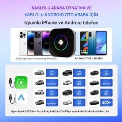 Tbox S2 4gb Ram + 64G Rom Android 13.0 Carplay & Android Auto Youtube Netflix Google Playstore Dahili Gps Snapdragon Cpu SM6115