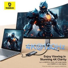 Baseus Metal Gleam II 10-in-1 USB-C Hub - 4K 120Hz Dual HDMI, 100W PD, 10Gbps Veri, Gigabit Ethernet