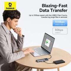 Baseus Metal Gleam II 10-in-1 USB-C Hub - 4K 120Hz Dual HDMI, 100W PD, 10Gbps Veri, Gigabit Ethernet