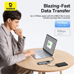 Baseus Metal Gleam II 10-in-1 USB-C Hub - 4K 120Hz Dual HDMI, 100W PD, 10Gbps Veri, Gigabit Ethernet