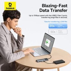 Baseus Metal Gleam II 10-in-1 USB-C Hub - 4K 120Hz Dual HDMI, 100W PD, 10Gbps Veri, Gigabit Ethernet