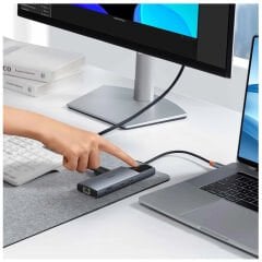 Baseus Metal Gleam II 10-in-1 USB-C Hub - 4K 60Hz HDMI, 10Gbps USB 3.2, 100W PD Şarj ve Gigabit Ethernet RJ45