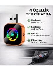 Maypal R4 - 4'ü 1 Arada Ekran Yansıtmalı Kablosuz Carplay & Android Auto Dönüştürücü, Ios&android Uyumlu