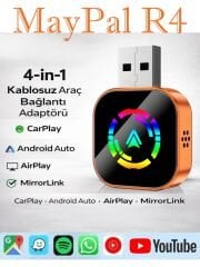 Maypal R4 - 4'ü 1 Arada Ekran Yansıtmalı Kablosuz Carplay & Android Auto Dönüştürücü, Ios&android Uyumlu