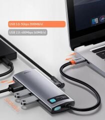 Baseus Gleam 6in1 Type-C Hub HDMI 4K 60Hz Görüntü Aktarıcı USB 3.0 PD 100W Şarj WKWG080013