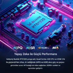 EverBox Rt-X3 4K Android 14.0 Tv Box 4+64GB Realtek RTD1325 Yapay Zeka Işlemci Chip Dual Hızlı Wifi6