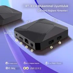 EverBox Rt-X3 4K Android 14.0 Tv Box 4+64GB Realtek RTD1325 Yapay Zeka Işlemci Chip Dual Hızlı Wifi6