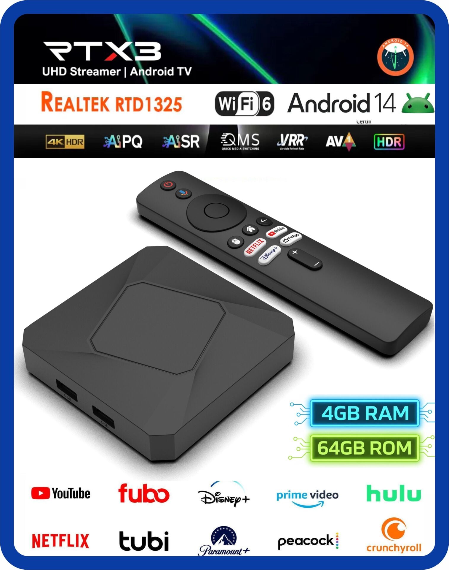 EverBox Rt-X3 4K Android 14.0 Tv Box 4+64GB Realtek RTD1325 Yapay Zeka Işlemci Chip Dual Hızlı Wifi6
